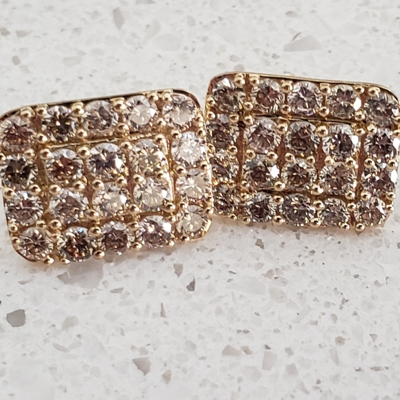 Final price drop2 carats tcw of diamonds rectangular earrings in 18k yellow gold - Picture 1 of 6